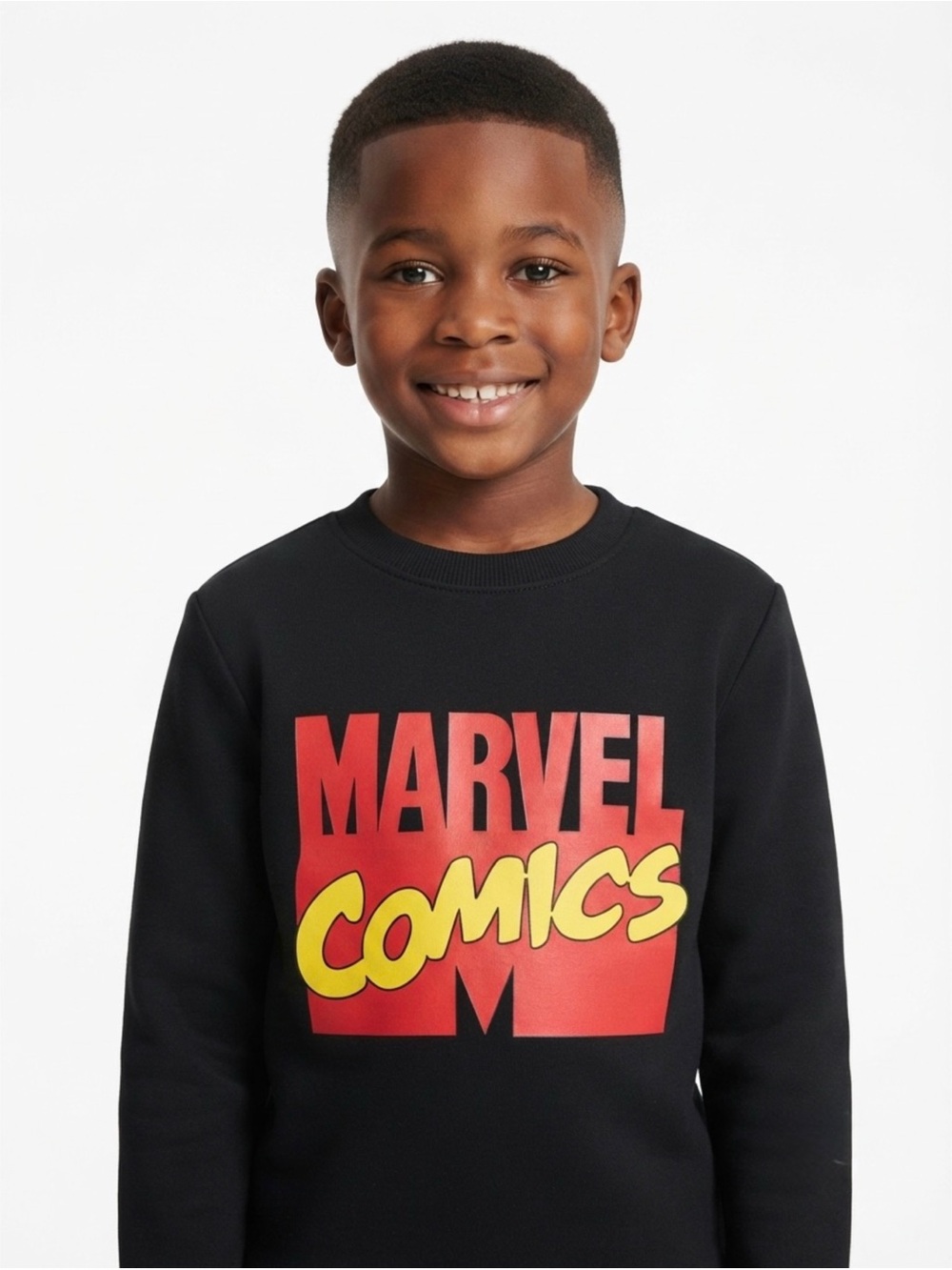 Marvel Comics Kids Crewneck Sweatshirt Black Long Sleeve Pullover NWT Boys Girls